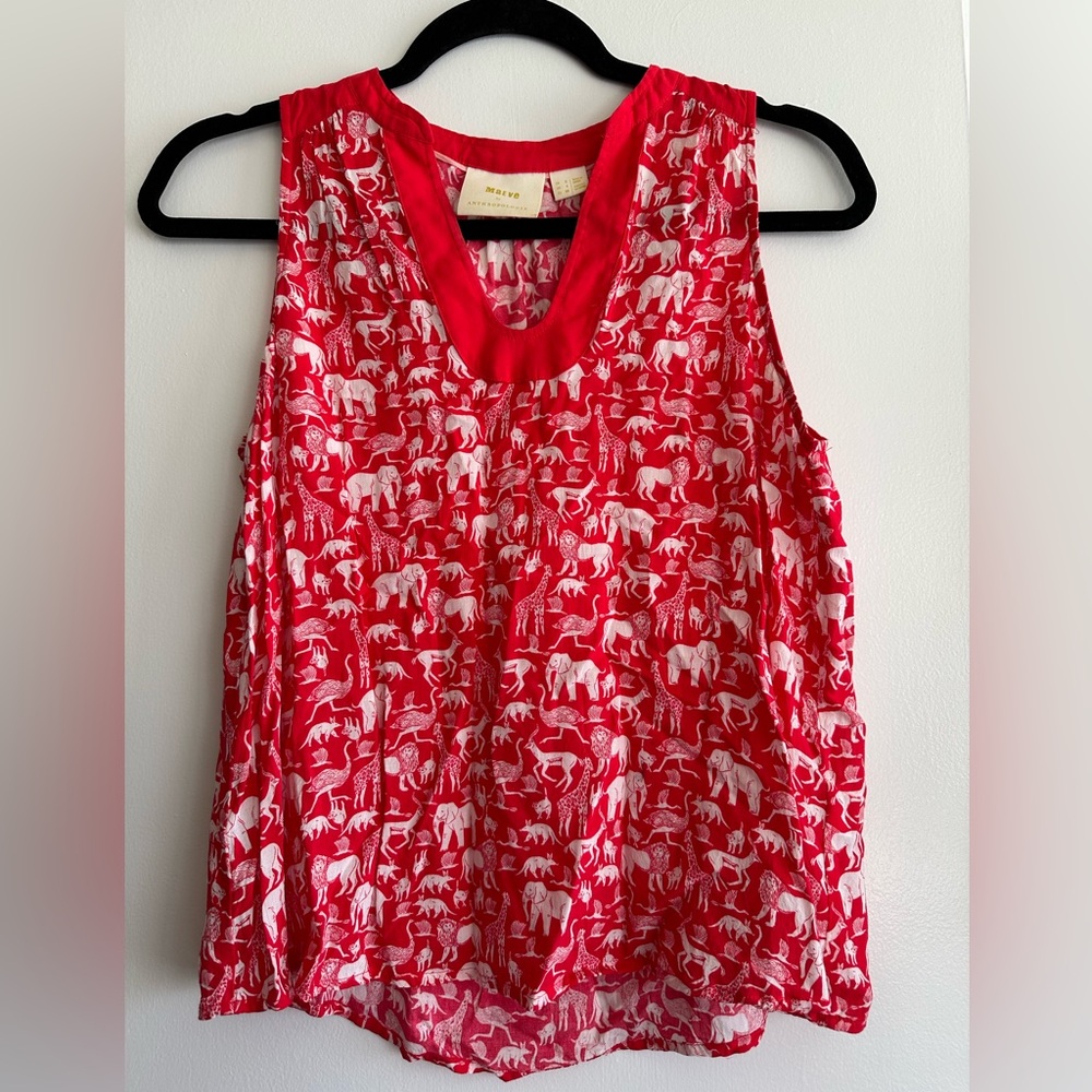Maeve by anthropologie pink safari animal sleeveless top
